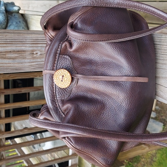 AMANN Dark Brown Leather Boho Chic Slouch Shoulder Bag Rare